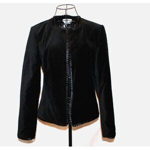 JG Hook Black Velvet Blazer Vintage Jacket with Satin Trim Sz 10 Long Sleeve